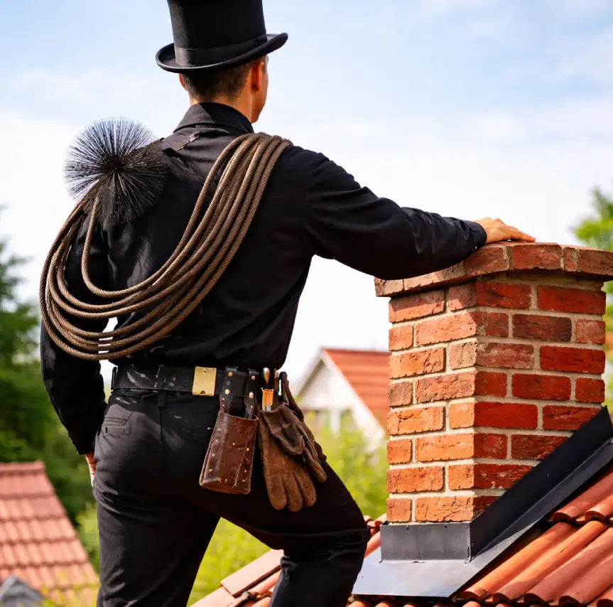 Kominár na dome pri komíne